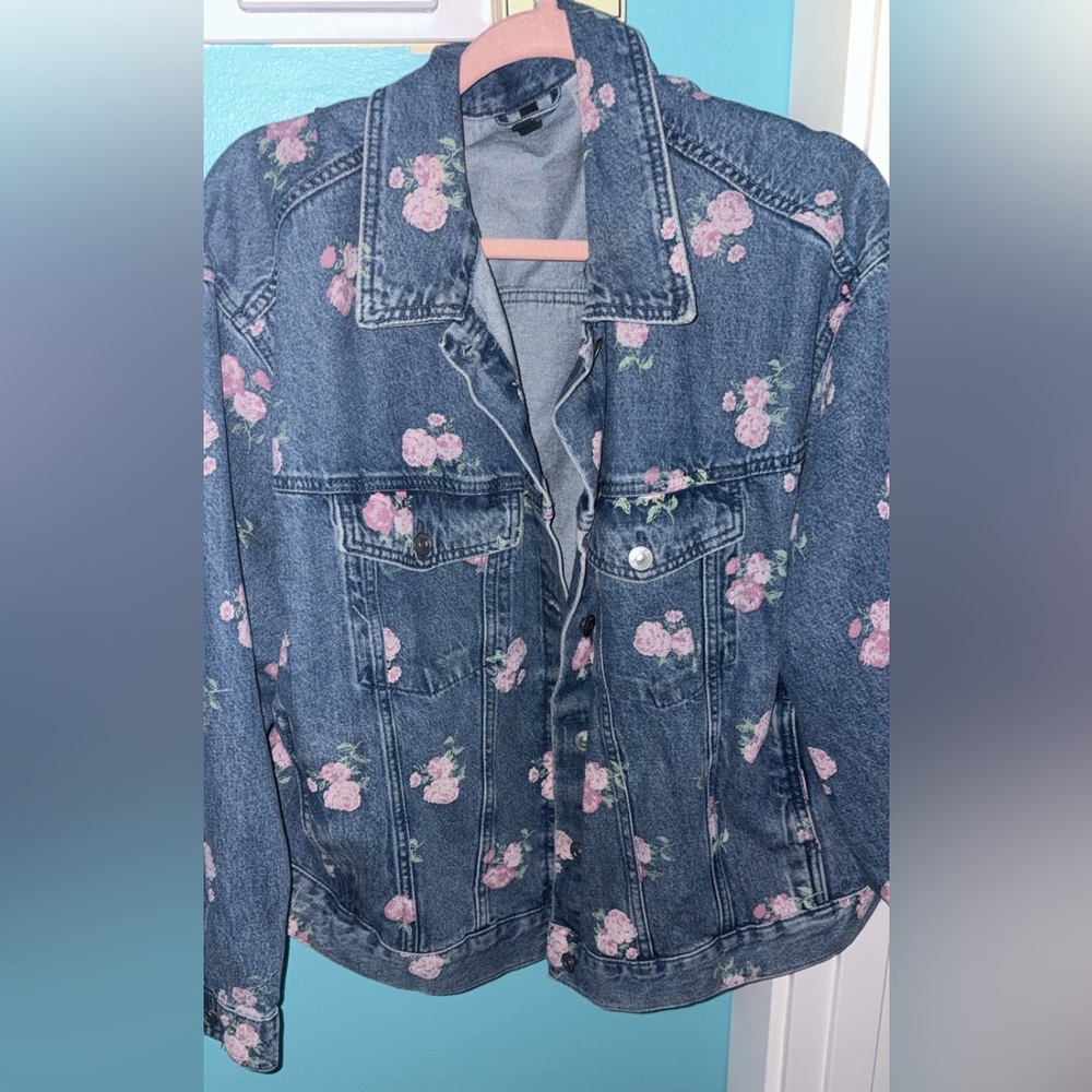 H&M Blue Floral Jean Jacket